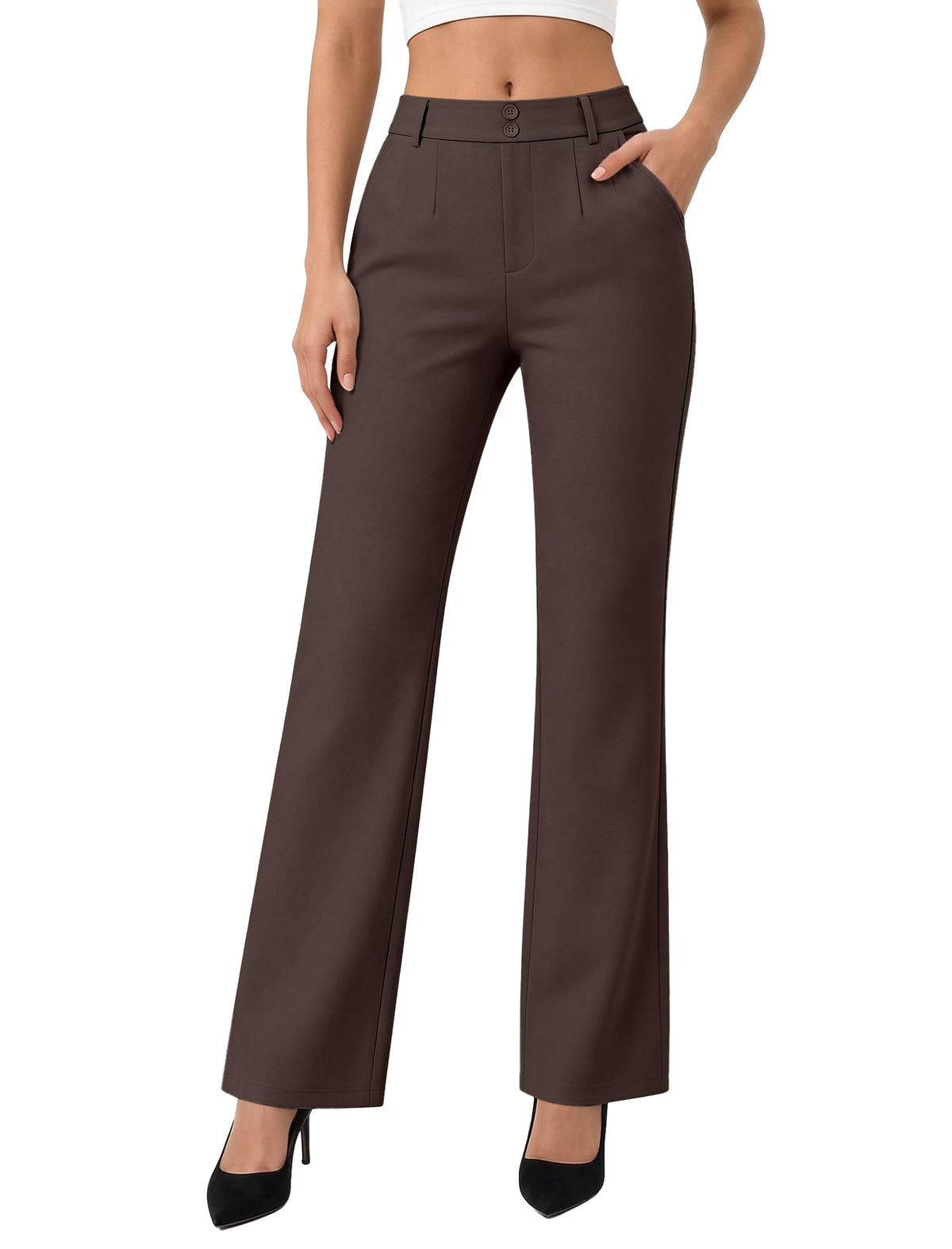 keriffe Womens Dress Pants High Waisted Stretchy Bootcut Work Slacks