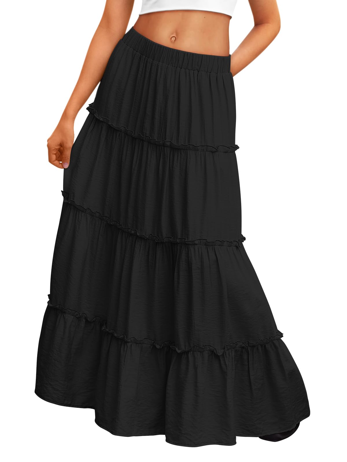 Trendy Queen Maxi Skirts for Women Boho Skirt with Pockets Summer Outfits