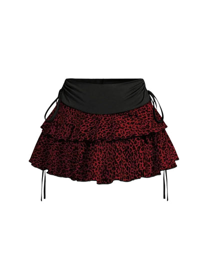 Women's Y2k Mini Ruffle Skirts with Shorts Cute Coquette Skort