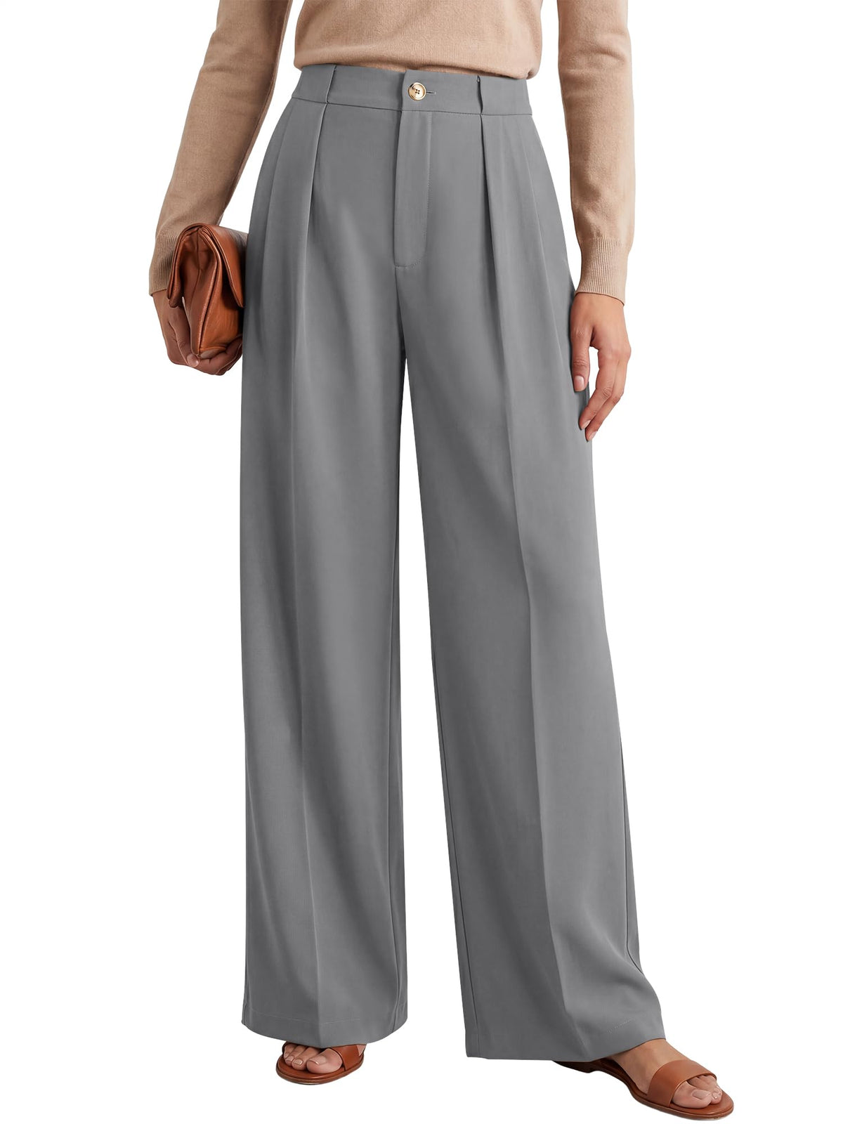 ANRABESS Women's High Waisted Wide Leg Dress Work Pants