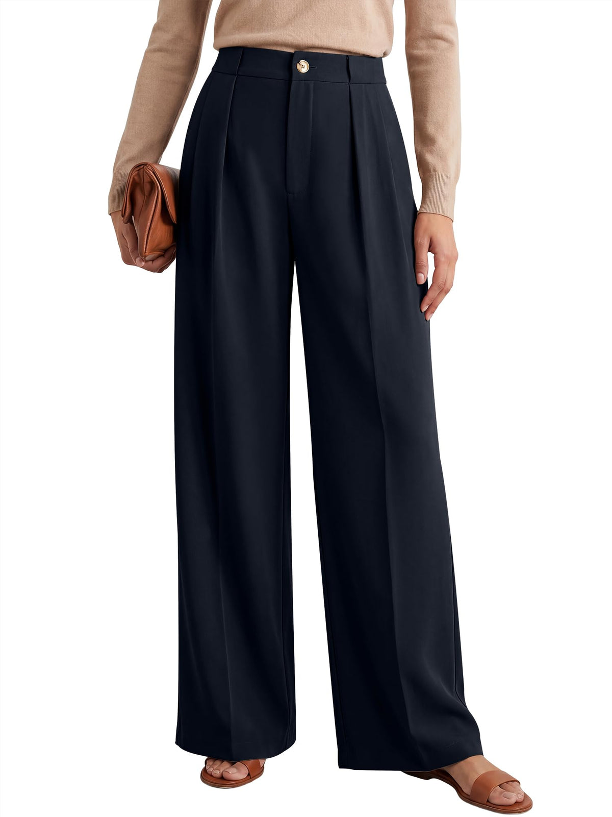 ANRABESS Women's High Waisted Wide Leg Dress Work Pants
