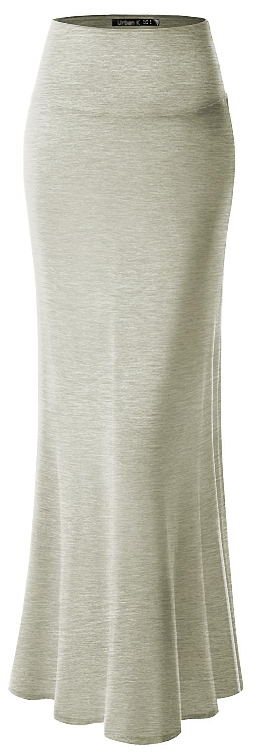 URBAN K Womens Basic Foldable High Waist Regular and Plus Size Maxi Skirts