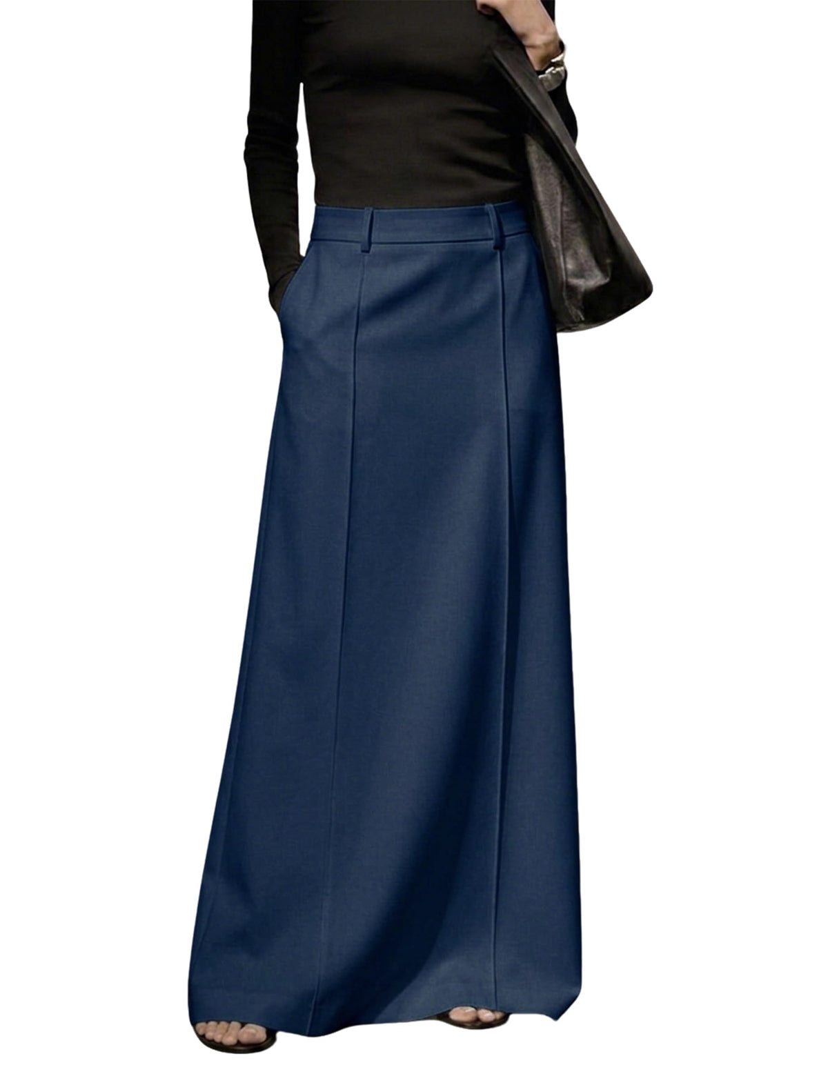 Women's Long Maxi Skirt Elegant High Waist H Line Long Straight Maxi Skirts for Women Casual Floor Pencil Skirt with Pockets