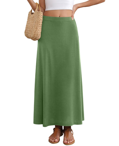 Women's Maxi Skirt Flowy A-line Casual Long Skirts S-2XL
