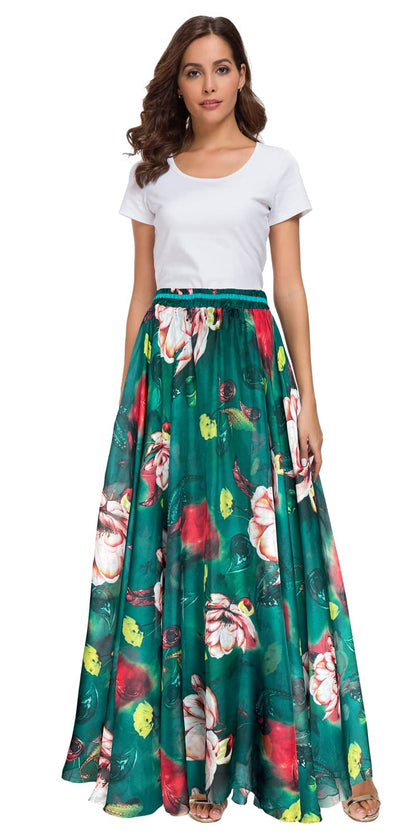 Afibi Women Full/Ankle Length Blending Maxi Chiffon Long Skirt Beach Skirt