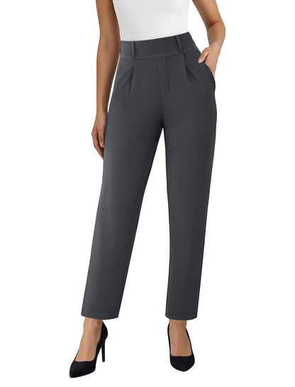 AB-Eleven Womens Straight Leg Dress Pants Stretchy Work Slacks with Pockets