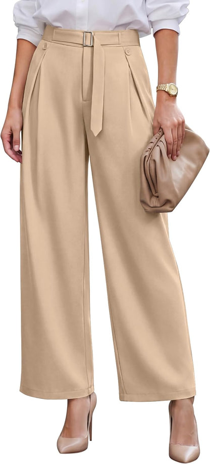 Blooming Jelly Women High Waist Wide Leg Dress Pants Business Casual Palazzo Pants Button Flowy Loose Slacks Trousers