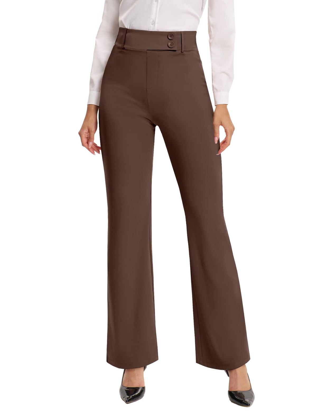 FireSwan Womens Dress Pants Straight Leg High Waisted Trousers Work Pockets