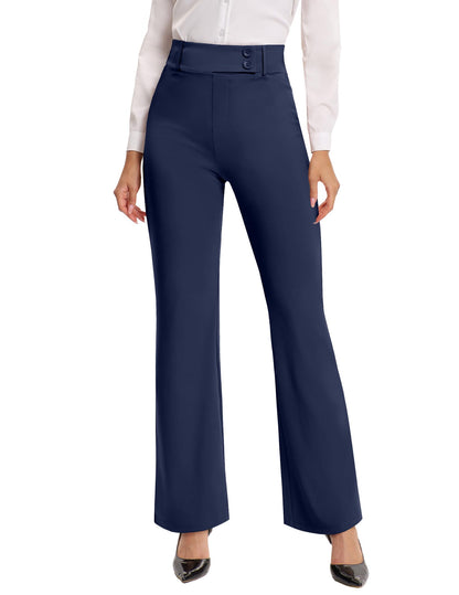 FireSwan Womens Dress Pants Straight Leg High Waisted Trousers Work Pockets