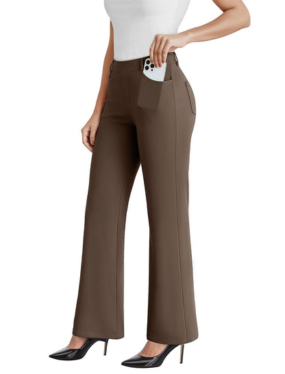 DLOODA Dress Work Pants Women Business Casual Slack Trousers Flare Pants