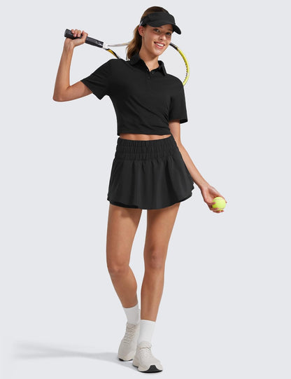 CRZ YOGA Ruffle Skirt Overlay Athletic Shorts