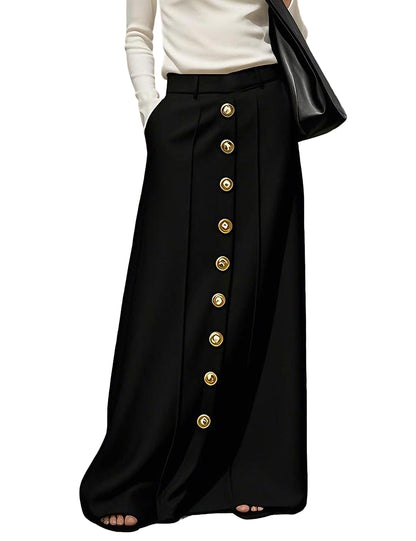Women's Long Maxi Skirt Elegant High Waist H Line Long Straight Maxi Skirts for Women Casual Floor Pencil Skirt with Pockets