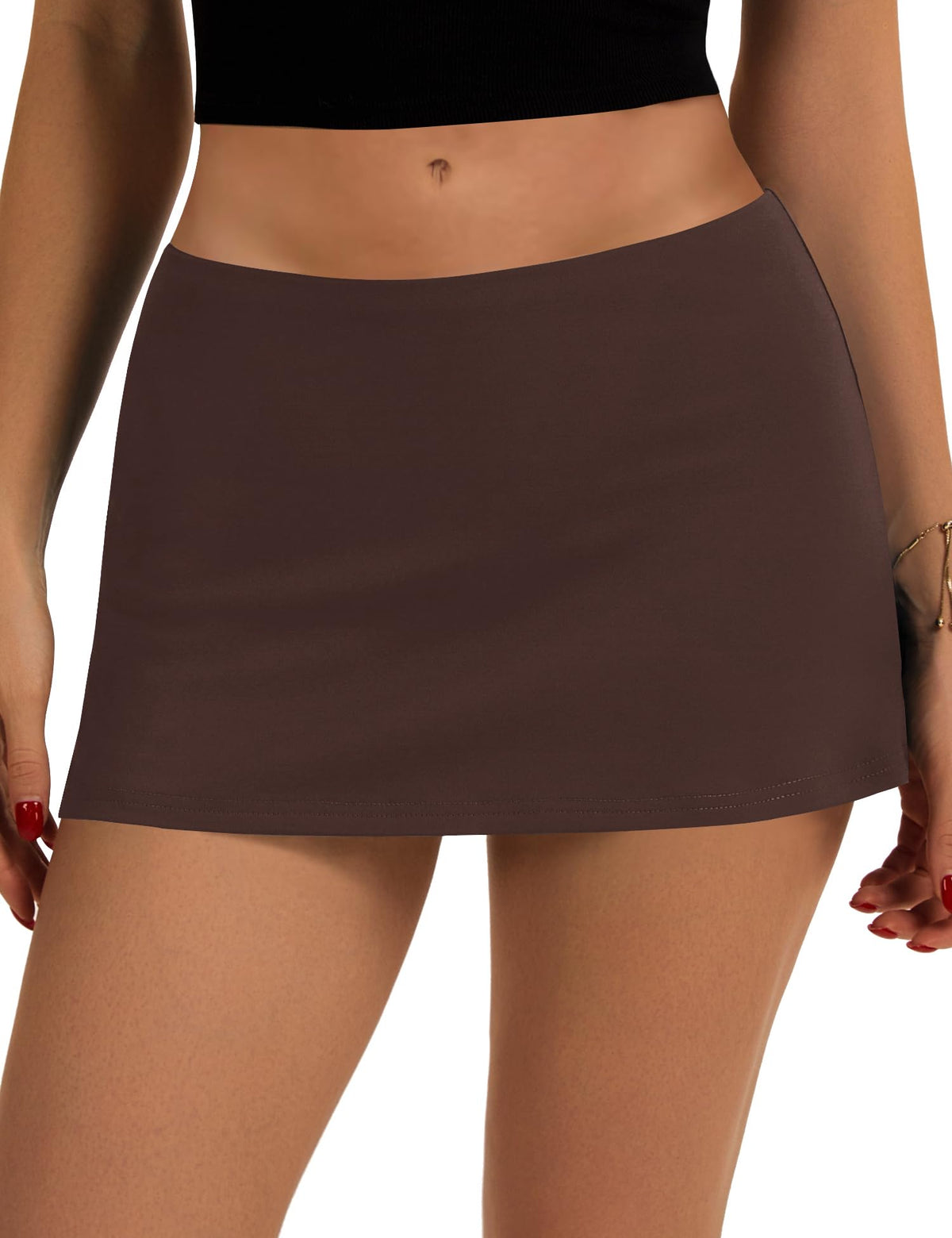 LOMON Women's Low Rise Micro Mini Skirt with Built-in Shorts & Pockets