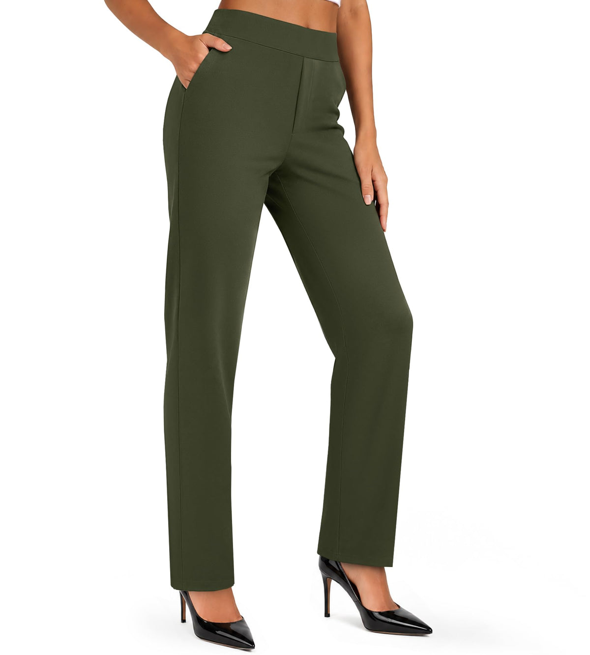 DLOODA Womens Work Pants Straight Leg Dress Pants with Pockets