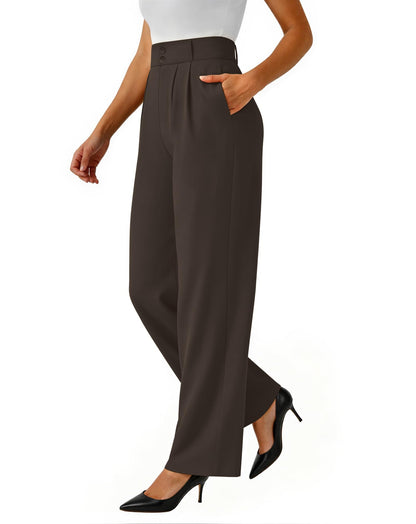 keriffe Womens Wide Leg Dress Pants Stretchy High Waited Work Trousers
