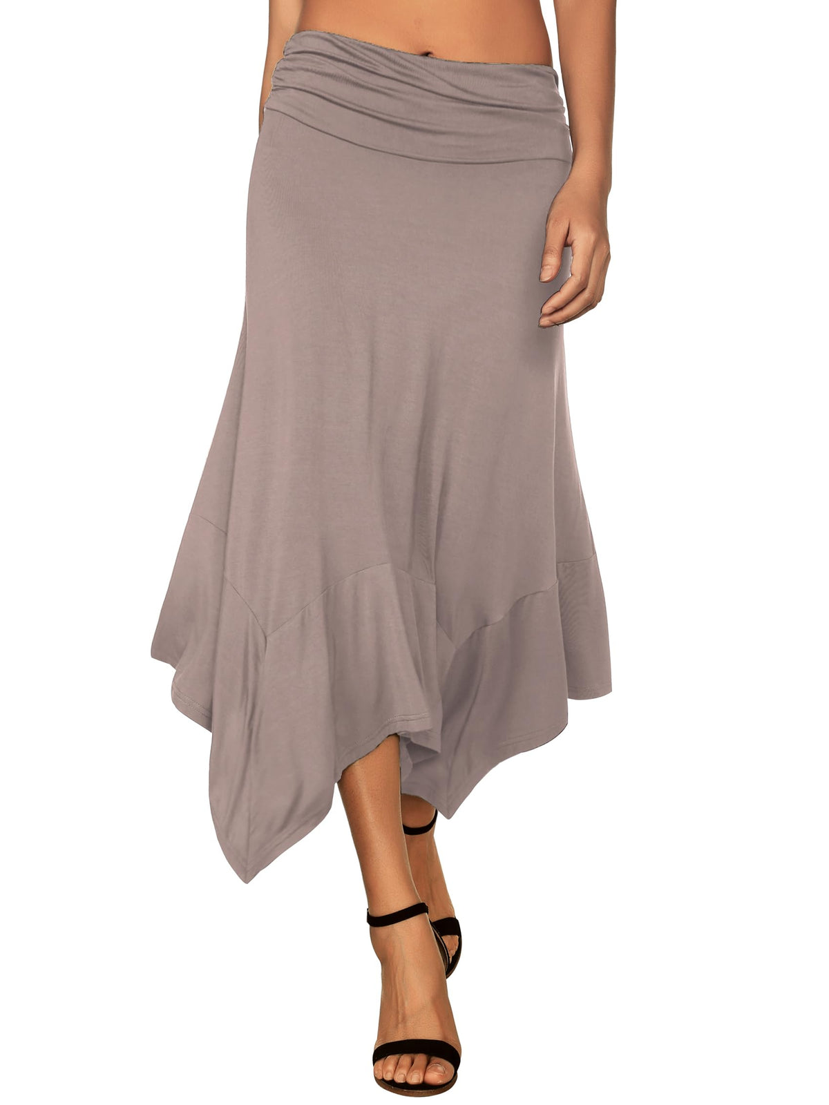 DJT Women's Flowy Handkerchief Hemline Midi Skirt