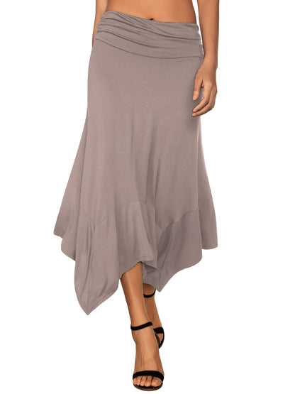 DJT Women's Flowy Handkerchief Hemline Midi Skirt