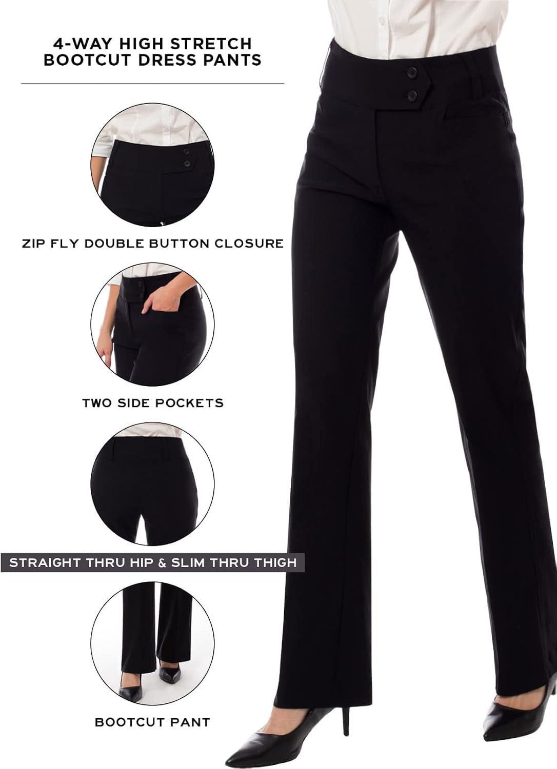 Design by Olivia Women's Dress Pants Bootcut Work Slacks Stretch Office