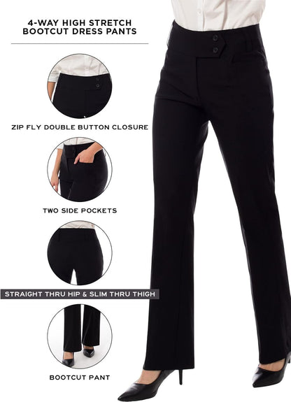 Design by Olivia Women's Dress Pants Bootcut Work Slacks Stretch Office