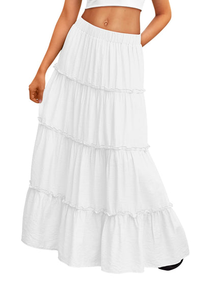 Trendy Queen Maxi Skirts for Women Boho Skirt with Pockets Summer Outfits