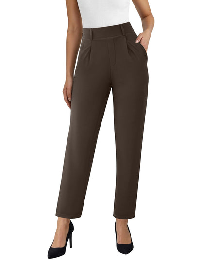 AB-Eleven Womens Straight Leg Dress Pants Stretchy Work Slacks with Pockets