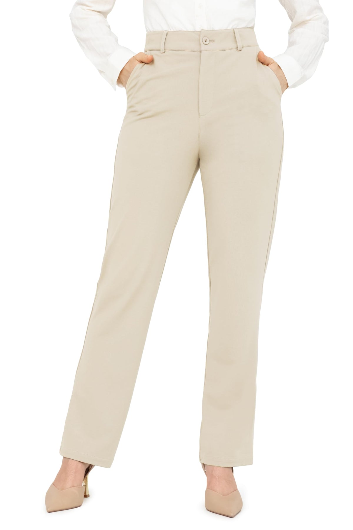 Bamans Dress Pants Women Work Business Office Straight Leg Slacks