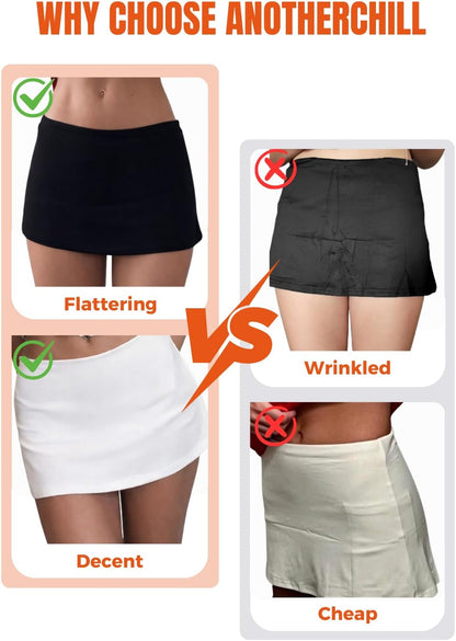 AnotherChill Women's Low Rise Mini Skort Skirt with Built-in Shorts