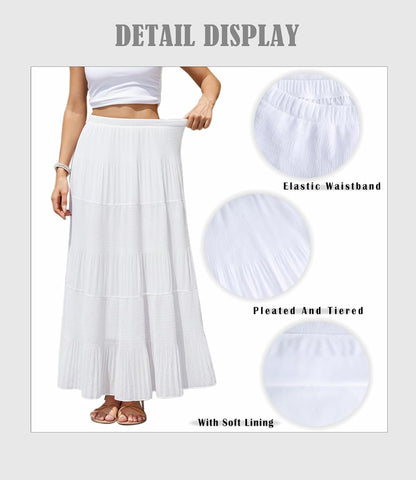 Women's Chiffon Maxi Skirt Pleated High Waisted Flowy Long Skirts