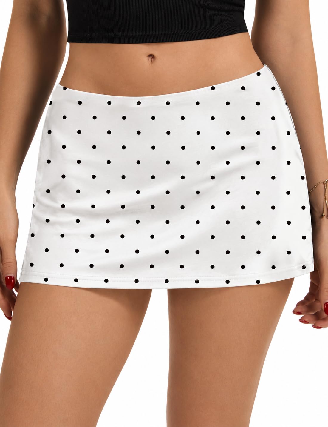 LOMON Women's Low Rise Micro Mini Skirt with Built-in Shorts & Pockets