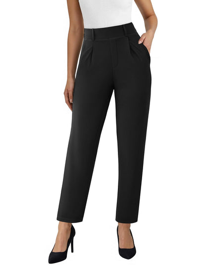 AB-Eleven Womens Straight Leg Dress Pants Stretchy Work Slacks with Pockets