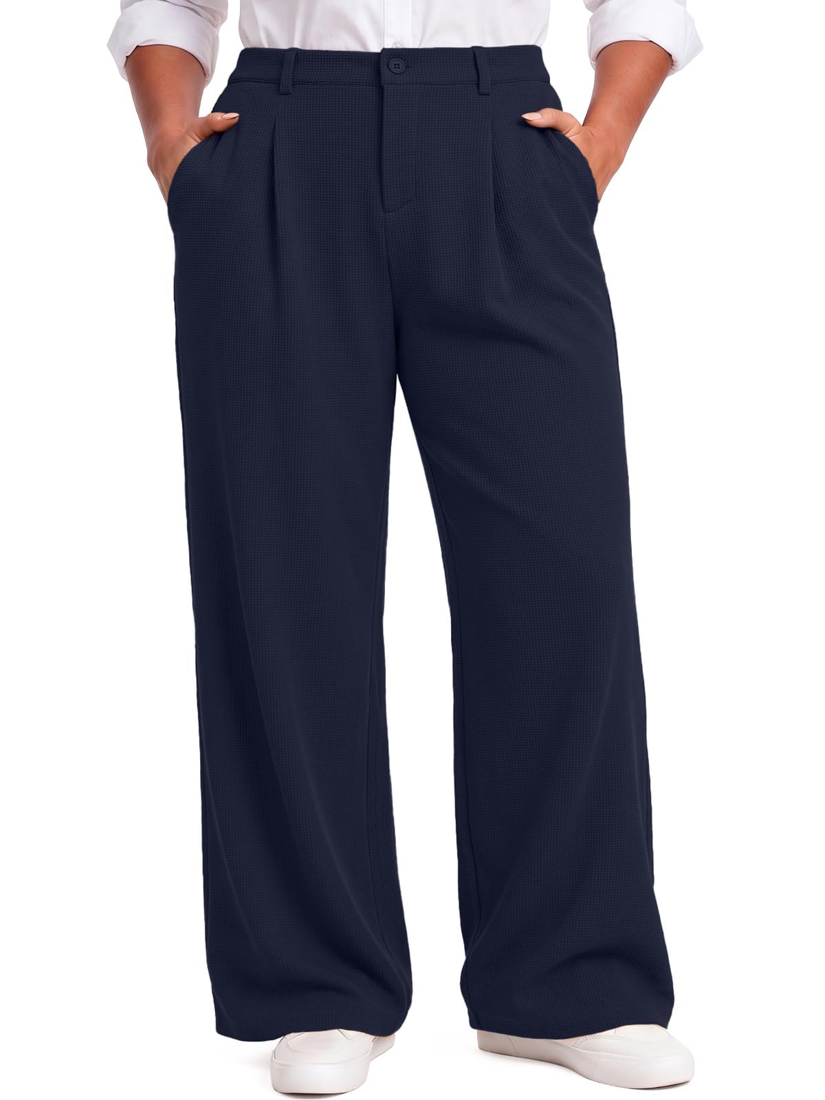 Feiersi Womens Plus Size Wide Leg Dress Pants Stretchy Business Work Pants