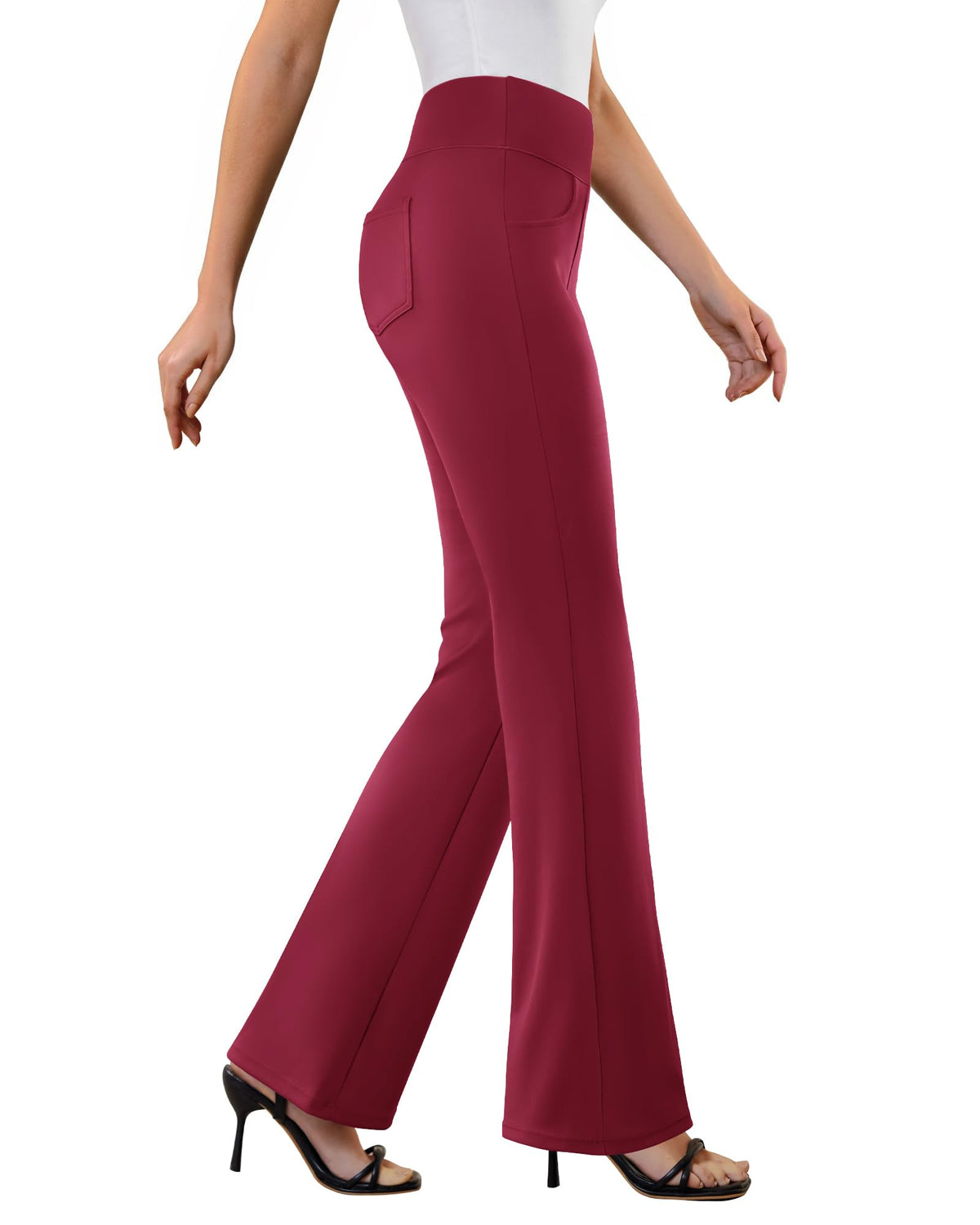 DLOODA Womens Dress Pants Stretchy Work Pants Flare Slacks with 4 Pockets