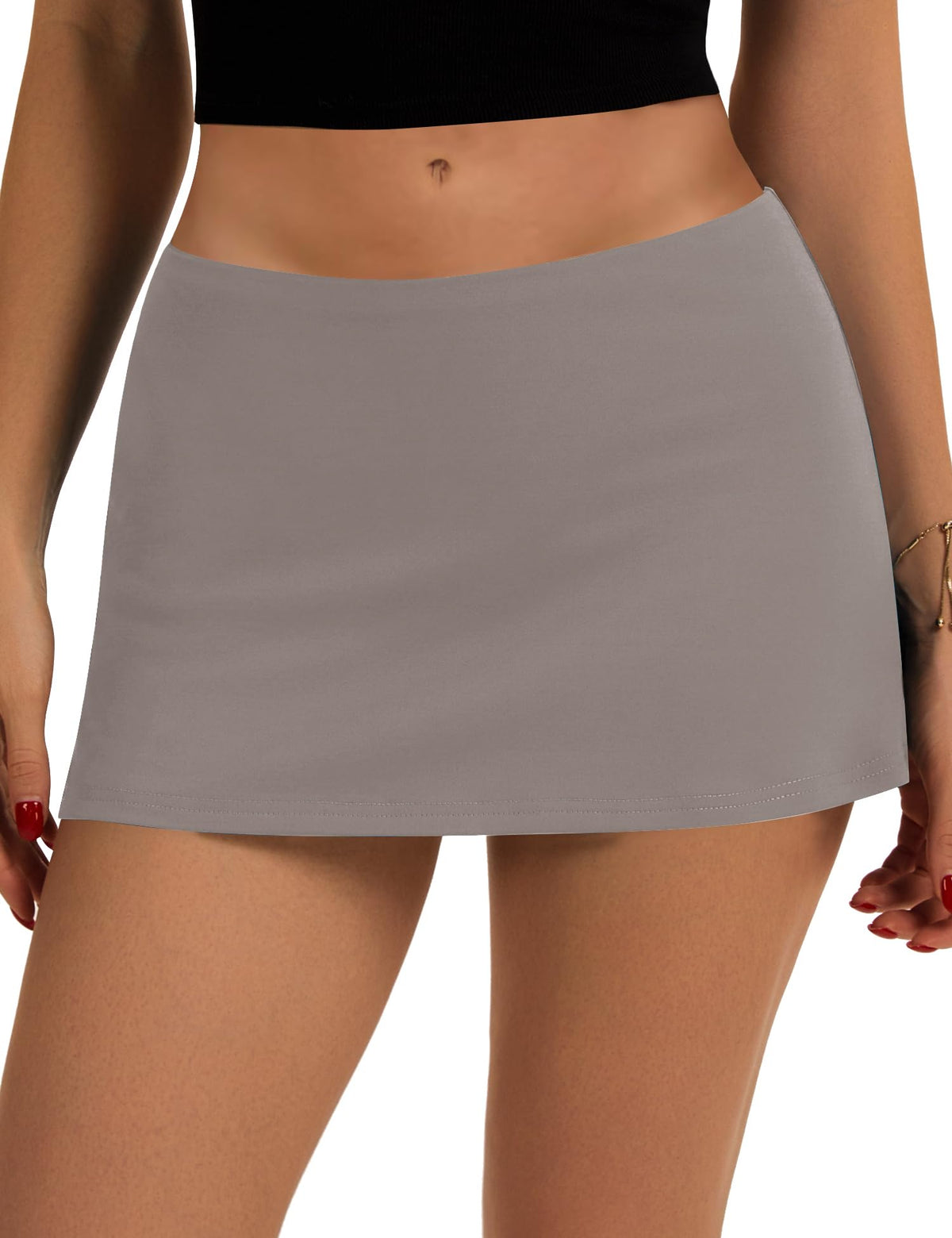 LOMON Women's Low Rise Micro Mini Skirt with Built-in Shorts & Pockets