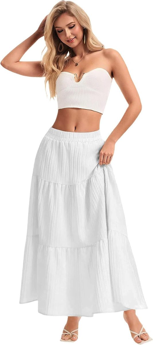 Womens Maxi Skirt Boho A Line Long Flowy Skirts Trendy 2026 Dress
