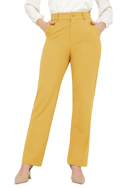 Bamans Dress Pants Women Work Business Office Straight Leg Slacks