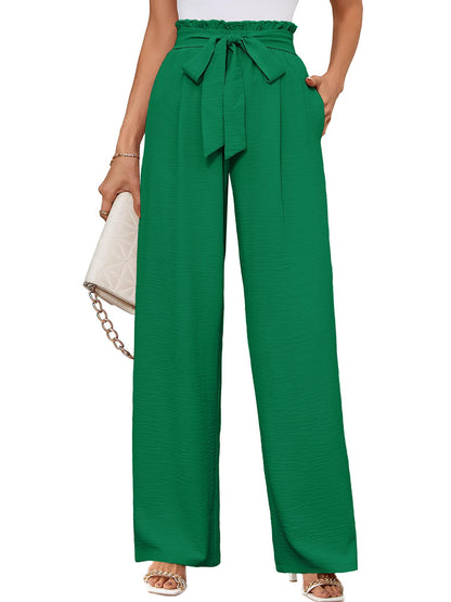 KORSIS Women's Wide Leg Lounge Pants Lightweight High Waisted Loose Work Elastic Casual Outfits Trousers with Pockets (S-2XL)