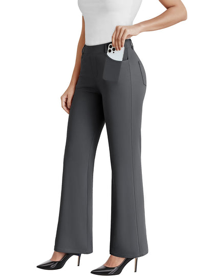 DLOODA Dress Work Pants Women Business Casual Slack Trousers Flare Pants