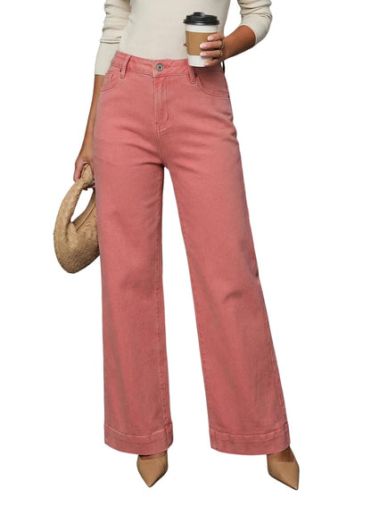 Dokotoo Women's Casual High Waisted Jeans Stretch Wide Leg Loose Denim Pant
