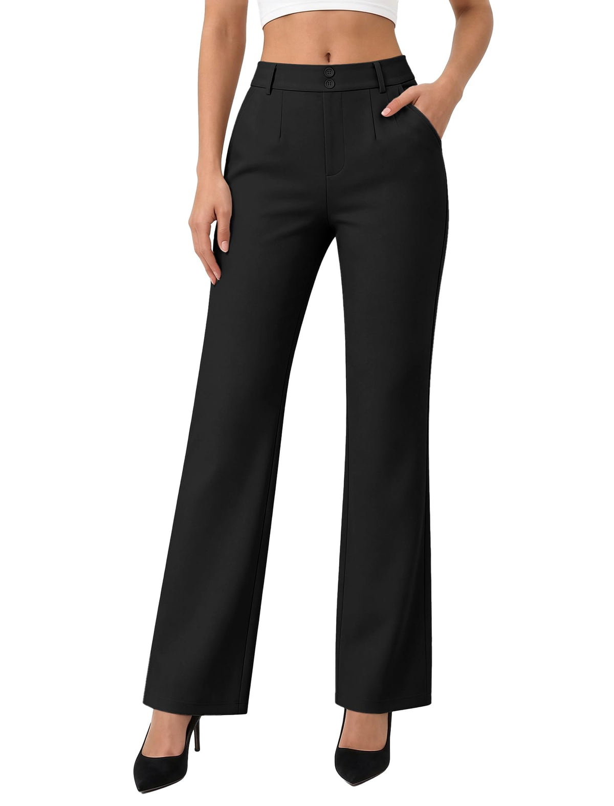 keriffe Womens Dress Pants High Waisted Stretchy Bootcut Work Slacks