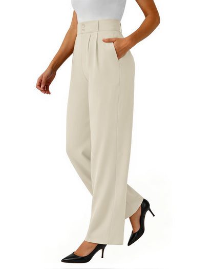 keriffe Womens Wide Leg Dress Pants Stretchy High Waited Work Trousers
