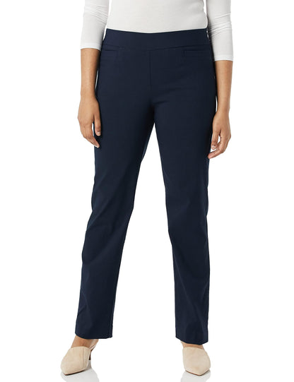 Briggs New York Women’s Pull On Dress Pants 4 Pockets Straight Leg Stretchy Office Casual Work Slacks