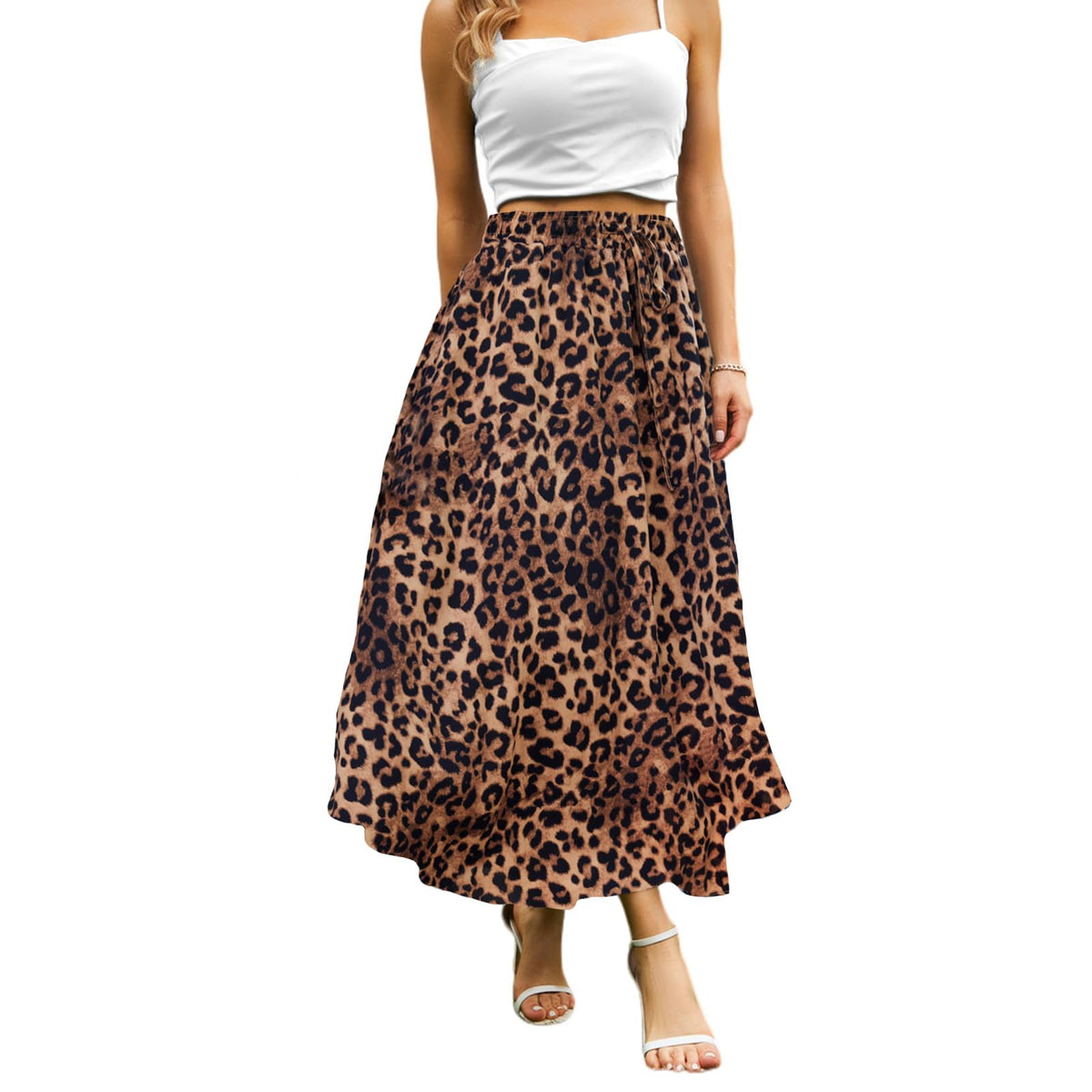 Abaadlw Maxi Skirts for Women with Pockets Long Midi Length
