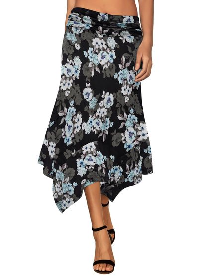DJT Women's Flowy Handkerchief Hemline Midi Skirt