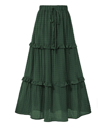 BTFBM Casual Solid Maxi Skirt Fall Clothes Flared A-Line Skirts for Women