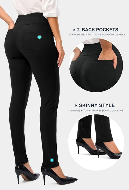 Rammus Womens Stretch Dress Pants for Work with 5 Pockets