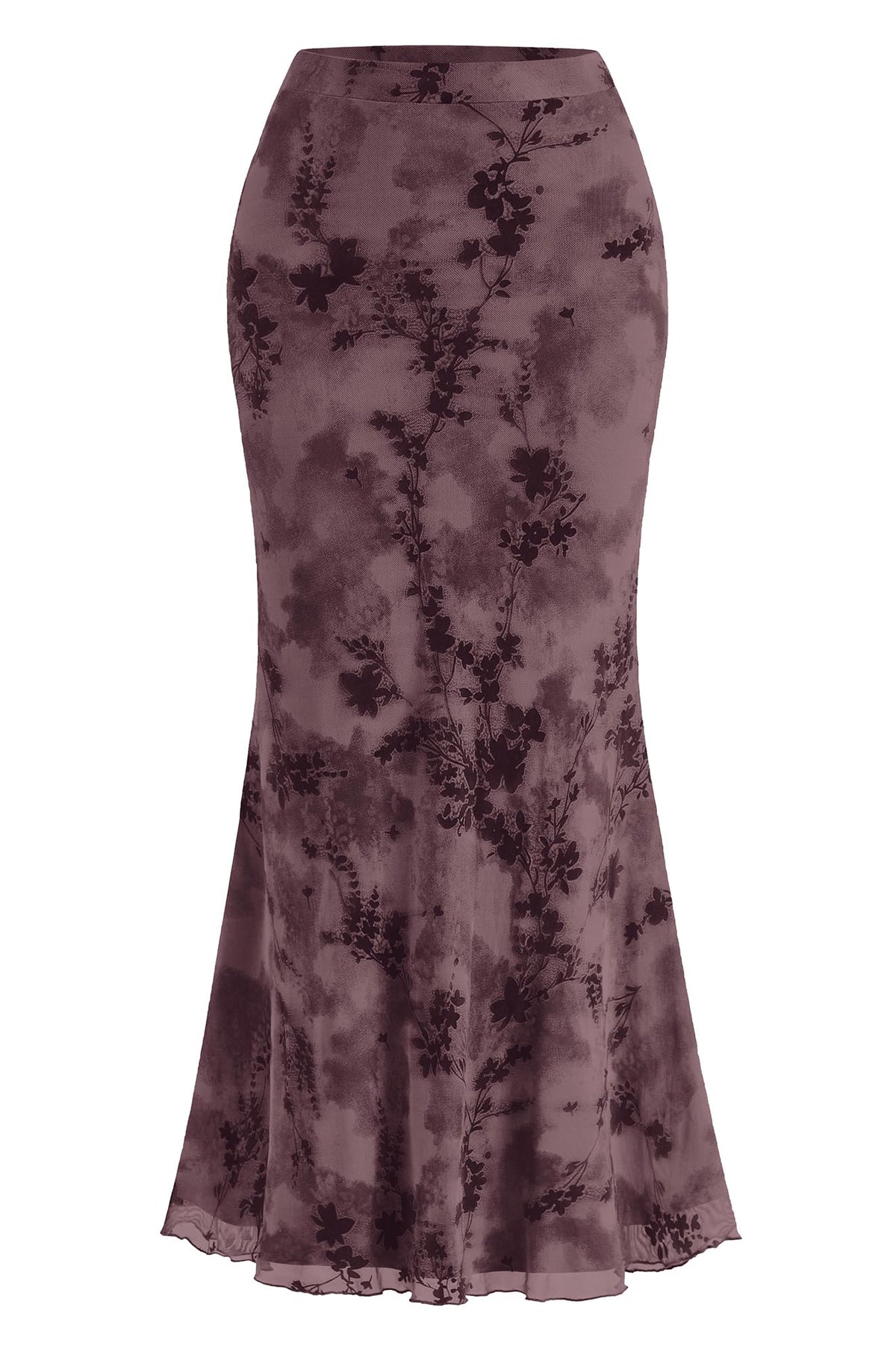 BTFBM Womens Floral Mesh Maxi Skirts