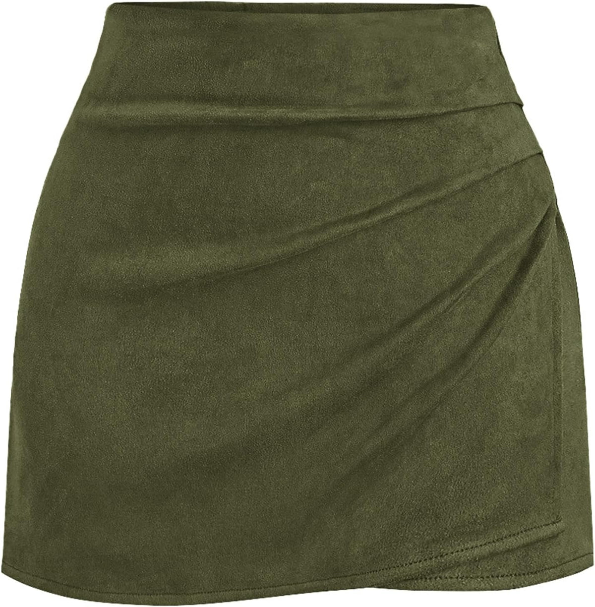 BTFBM Faux Suede Mini Skirts for Women Ruched Wrap Skorts