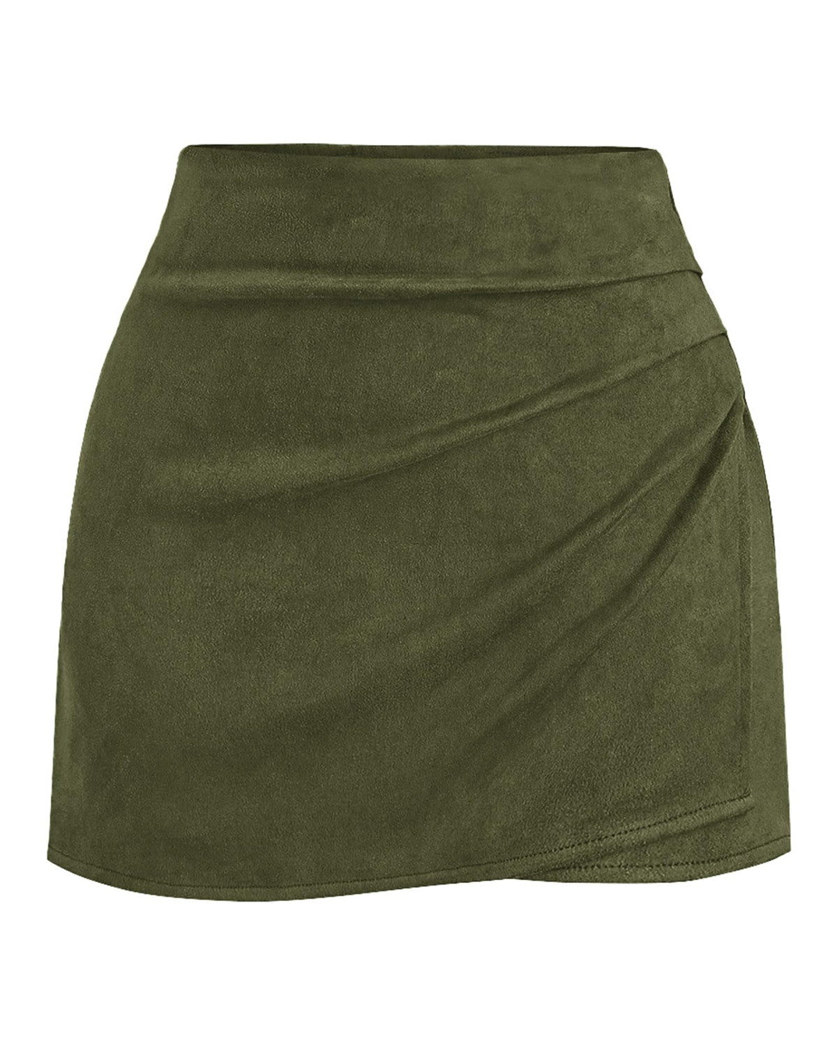 BTFBM Faux Suede Mini Skirts for Women Ruched Wrap Skorts