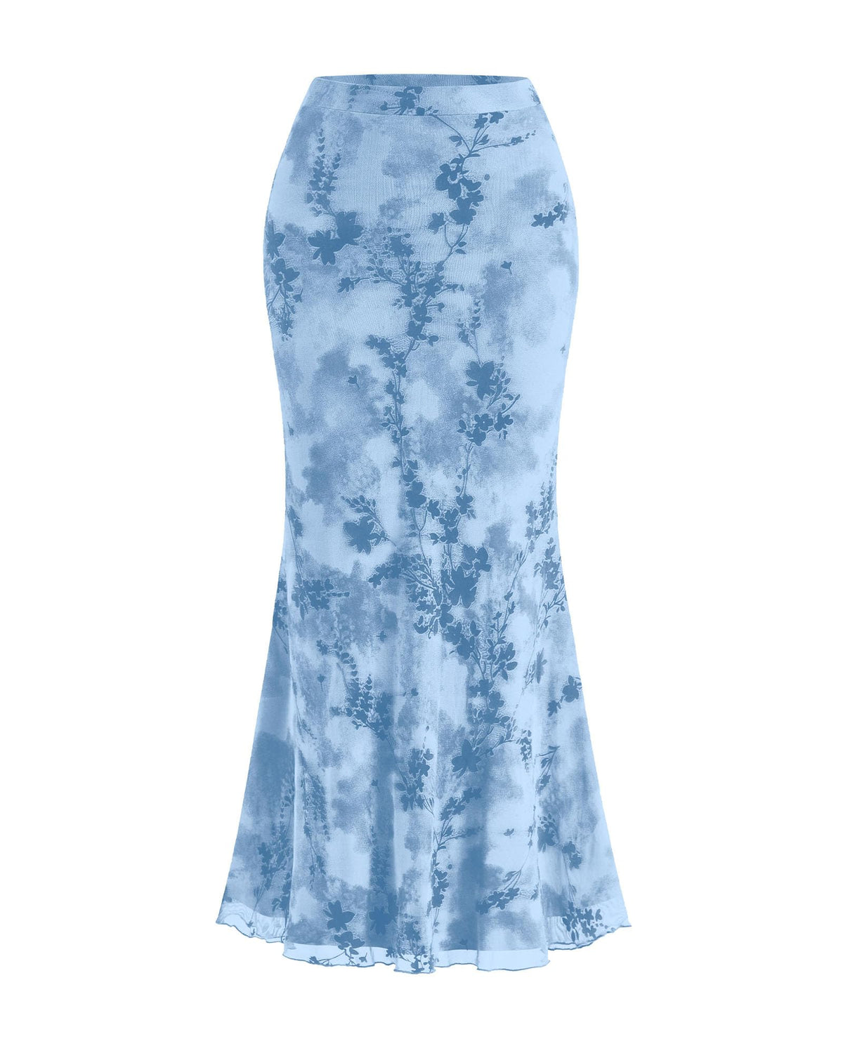 BTFBM Womens Floral Mesh Maxi Skirts