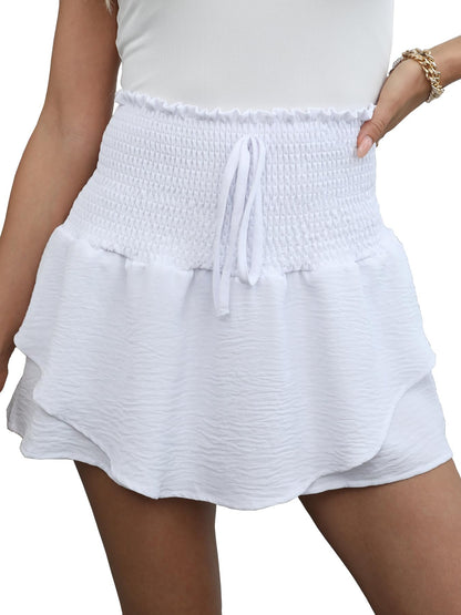 Women's Floral Skort, High Waisted Flowy Ruffle Mini Skirt with Shorts